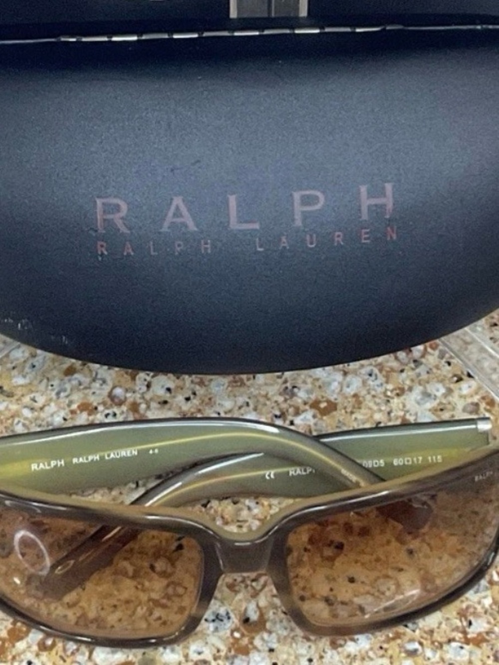 Vintage Ralph Lauren Olive Brown Rectangular Sunglasses